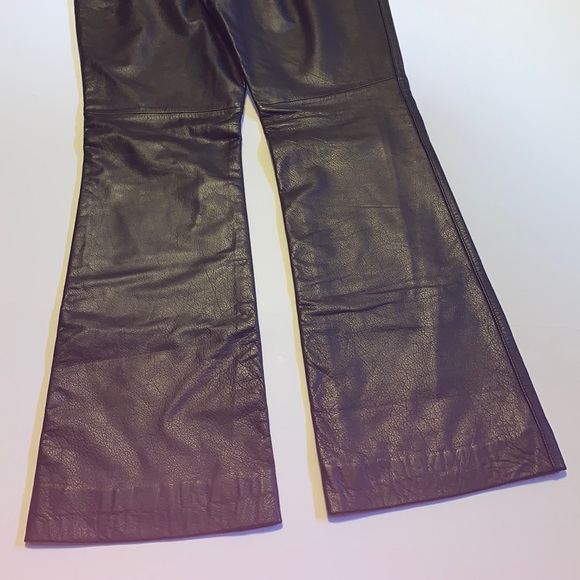 RALPH Ralph Lauren Vintage Black Leather Studded Flare Pants - Women’s Size 2 - Picture 4 of 13